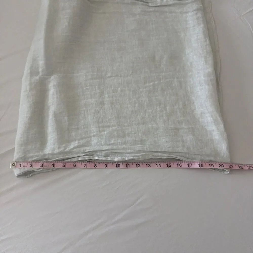 Bella Notte Linen Bed Scarf Bed Runner Whisper White Soft Pale Sage Green 24x84 - Picture 7 of 7
